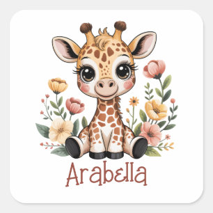 Pegatina Cuadrada Giraffe