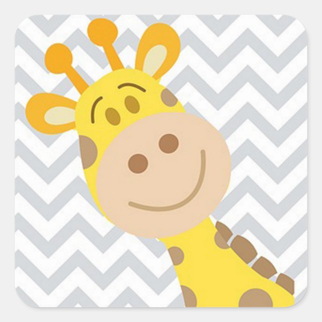 Pegatina Cuadrada Giraffe (Anverso)