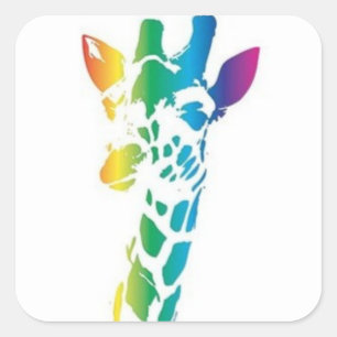 Pegatina Cuadrada Giraffe arcoiris