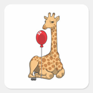 Pegatina Cuadrada Giraffe Balloon