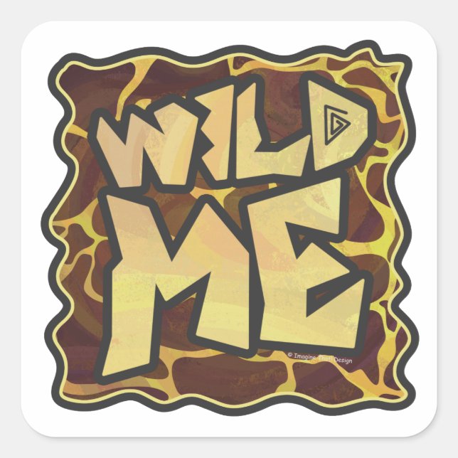 Pegatina Cuadrada Giraffe Brown and Yellow Print (Anverso)