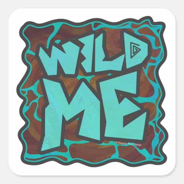 Pegatina Cuadrada Giraffe Brown y la impresión Verde azulada (Anverso)