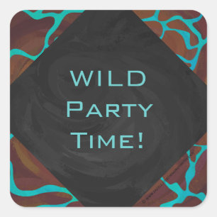 Pegatina Cuadrada Giraffe Brown y la impresión Verde azulada