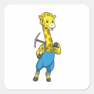 Pegatina Cuadrada Giraffe como minera con paquistaní