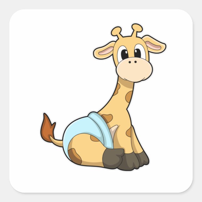 Pegatina Cuadrada Giraffe con calzoncillos (Anverso)