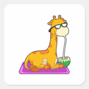 Pegatina Cuadrada Giraffe con coco