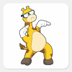 Pegatina Cuadrada Giraffe con gafas de sol