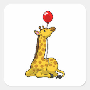 Pegatina Cuadrada Giraffe con globo