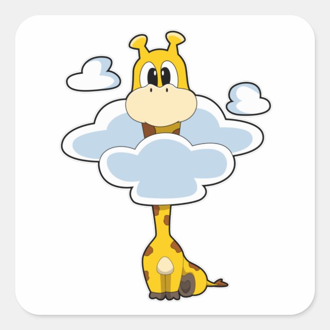 Pegatina Cuadrada Giraffe con nubes (Anverso)