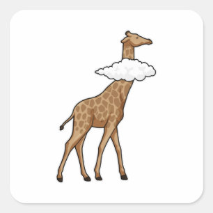 Pegatina Cuadrada Giraffe con nubes