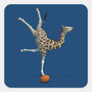 Pegatina Cuadrada Giraffe de equilibrio