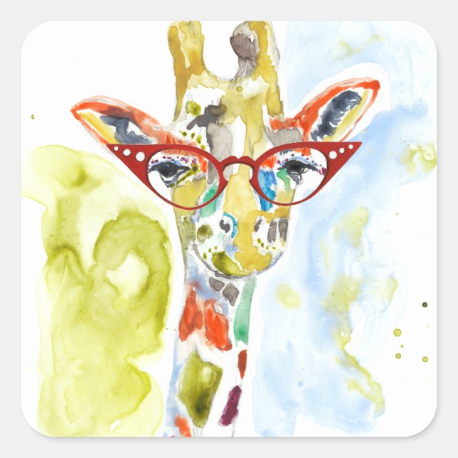 Pegatina Cuadrada Giraffe de los pantalones inteligentes (Anverso)