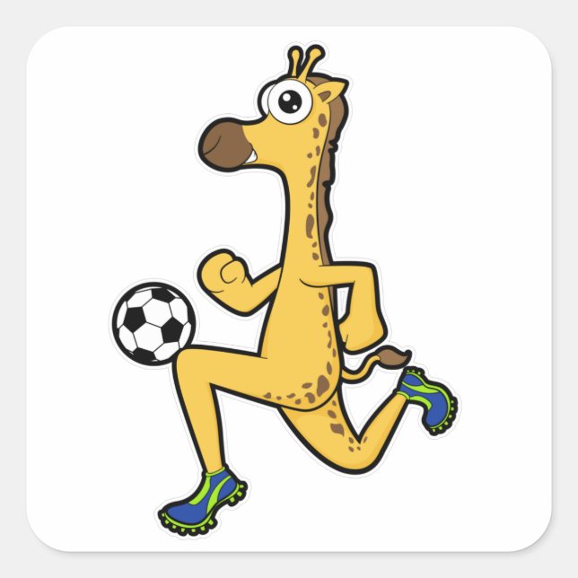 Pegatina Cuadrada Giraffe en deportes de fútbol (Anverso)