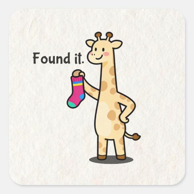 Pegatina Cuadrada Giraffe Estético Divertido y Lindo  (Anverso)