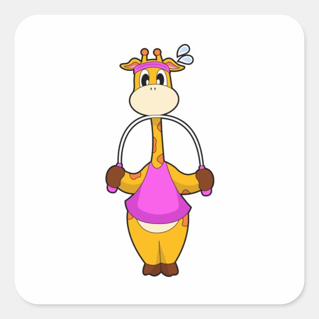 Pegatina Cuadrada Giraffe Fitness Rope (Anverso)