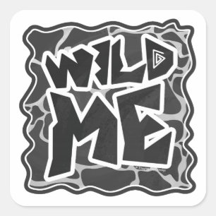 Pegatina Cuadrada Giraffe Impresión gris claro y negro