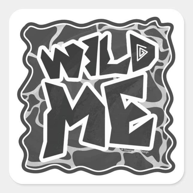 Pegatina Cuadrada Giraffe Impresión gris claro y negro (Anverso)