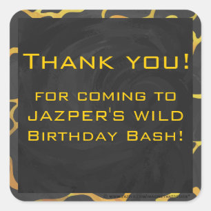 Pegatina Cuadrada Giraffe Impresión negra y amarilla