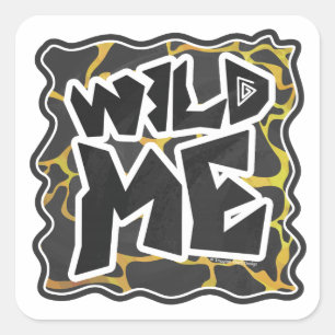 Pegatina Cuadrada Giraffe Impresión negra y amarilla