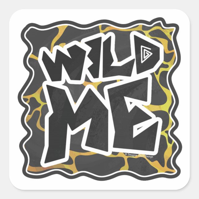 Pegatina Cuadrada Giraffe Impresión negra y amarilla (Anverso)