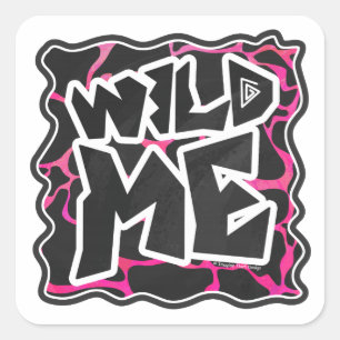 Pegatina Cuadrada Giraffe Impresión rosa y negra caliente