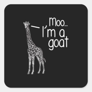 Pegatina Cuadrada Giraffe Moo Soy una cabra