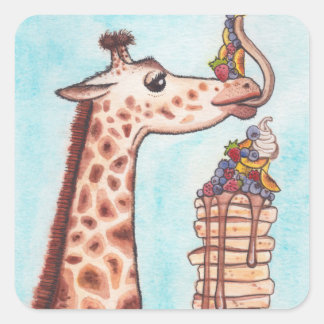 Pegatina Cuadrada Giraffe y crepes