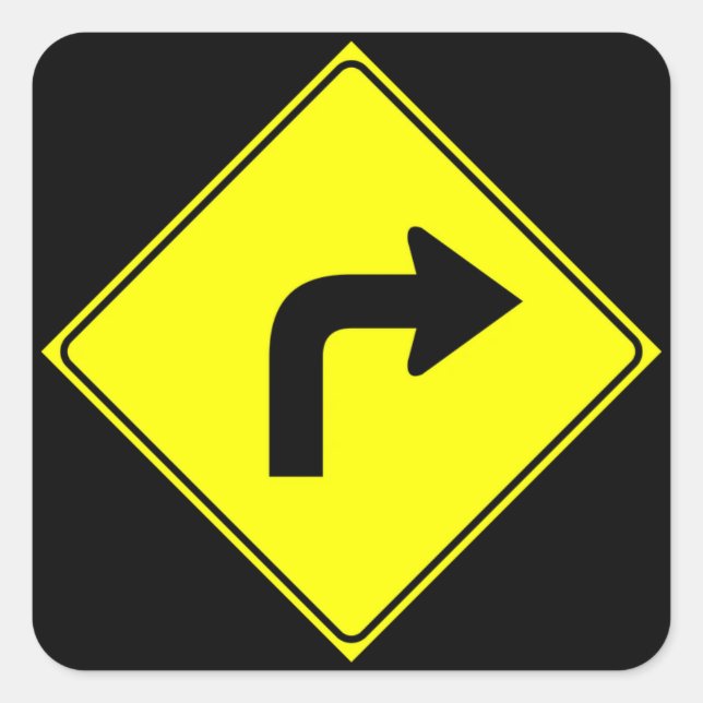 Pegatina Cuadrada Girar a la derecha (Anverso)
