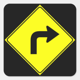 Pegatina Cuadrada Girar a la derecha