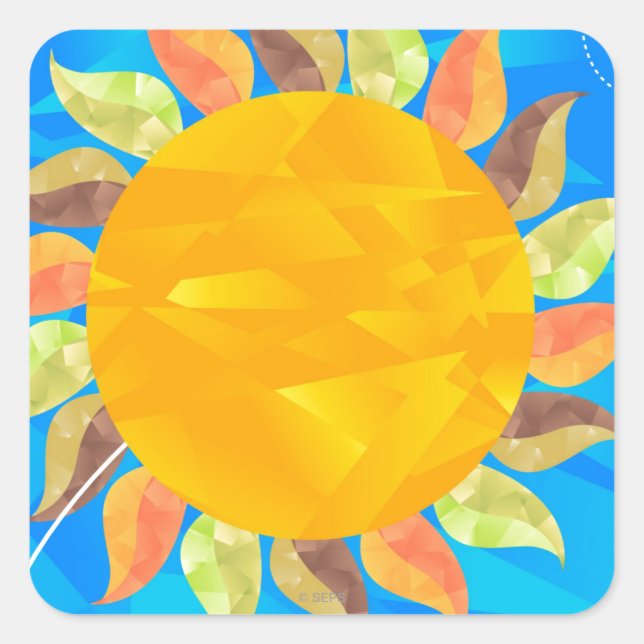 Pegatina Cuadrada Girasol (Anverso)