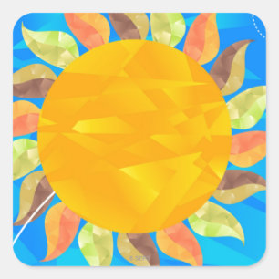 Pegatina Cuadrada Girasol