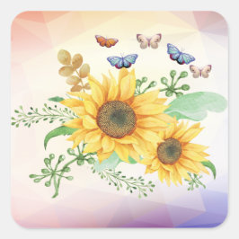 Pegatina Cuadrada girasol primavera