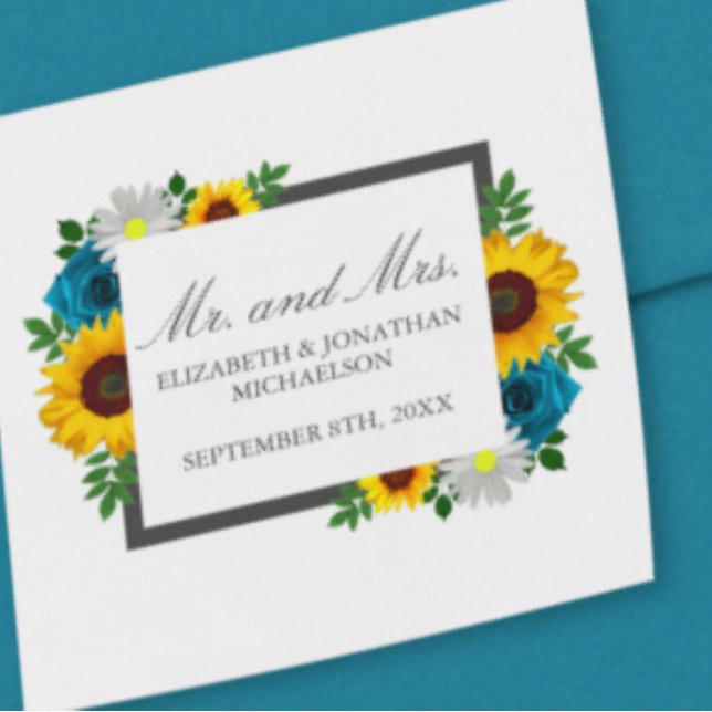 Pegatina Cuadrada Girasol Rosa Margarita Floral Boda (Subido por el creador)