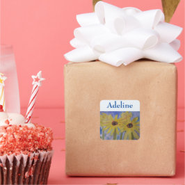 Pegatina Cuadrada Girasoles amarillos de verano personalizados