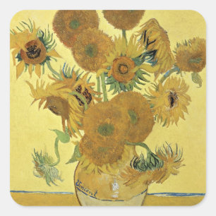 Pegatina Cuadrada Girasoles de Vincent van Gogh el , 1888