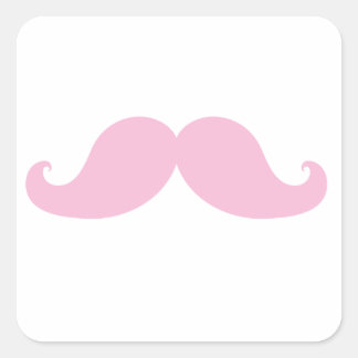 Pegatina Cuadrada Girly Pink Mustache