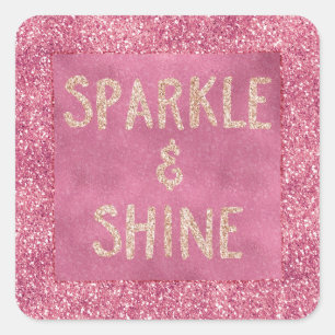 Pegatina Cuadrada Girly Pink Purpurina Sparkle