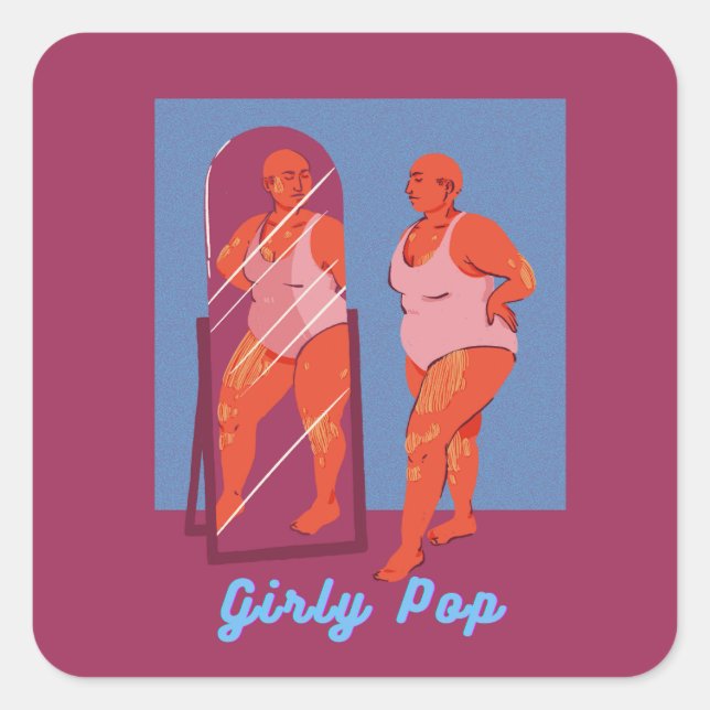 Pegatina Cuadrada Girly pop stickers (Anverso)