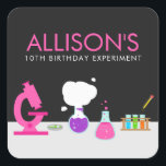 Pegatina Cuadrada Girly Science Fiesta<br><div class="desc">¿Conoces a un chica que ama la ciencia? ¡Un fiesta con temática científica es perfecto para el pequeño científico de tu vida! Hacerlo una increíble fiesta de cumpleaños para niños con los Pegatinas del Fiesta de Ciencia Girly diseñada por Enchantsofisticada Design Company. Estos pegatinas cuadrados cuentan con un entorno de...</div>