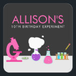 Pegatina Cuadrada Girly Science Fiesta<br><div class="desc">¿Conoces a un chica que ama la ciencia? ¡Un fiesta con temática científica es perfecto para el pequeño científico de tu vida! Hacerlo una increíble fiesta de cumpleaños para niños con los Pegatinas del Fiesta de Ciencia Girly diseñada por Enchantsofisticada Design Company. Estos pegatinas cuadrados cuentan con un entorno de...</div>