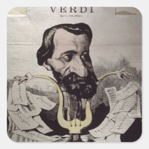 Pegatina Cuadrada Giuseppe Verdi, caricatura, 1860's