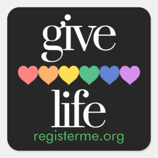Pegatina Cuadrada Give Life Organ Donor Registry Stickers