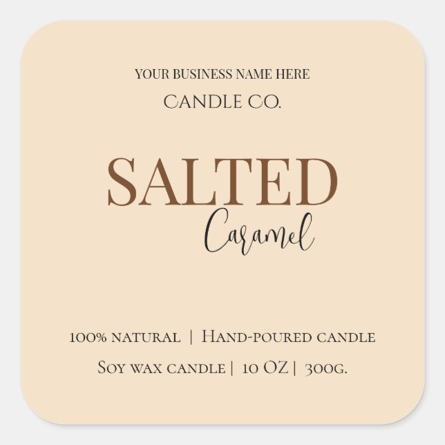 Pegatina Cuadrada Give Thanks Salted Caramel Candle Label (Anverso)