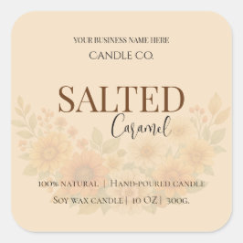 Pegatina Cuadrada Give Thanks Salted Caramel Candle Label