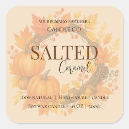 Pegatina Cuadrada Give Thanks Salted Caramel Candle Label