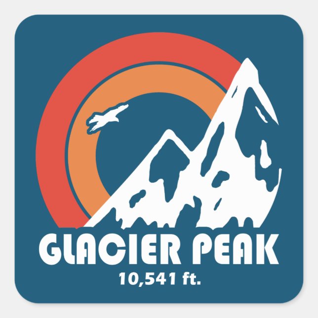 Pegatina Cuadrada Glaciar Peak Sun Eagle (Anverso)