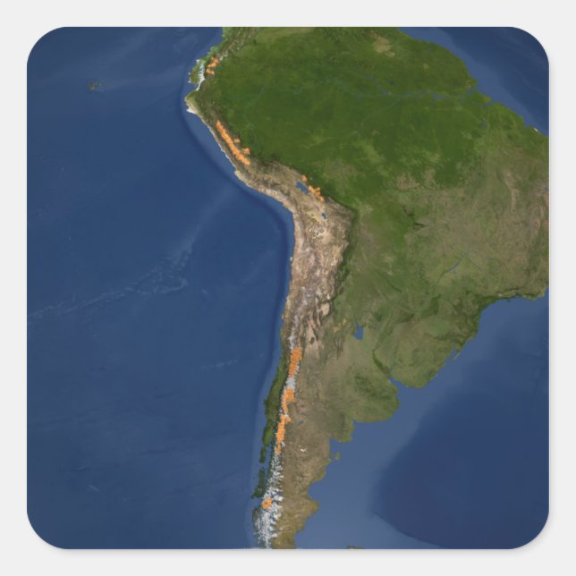 Pegatina Cuadrada Glaciares de regiones de Sudamérica (Anverso)