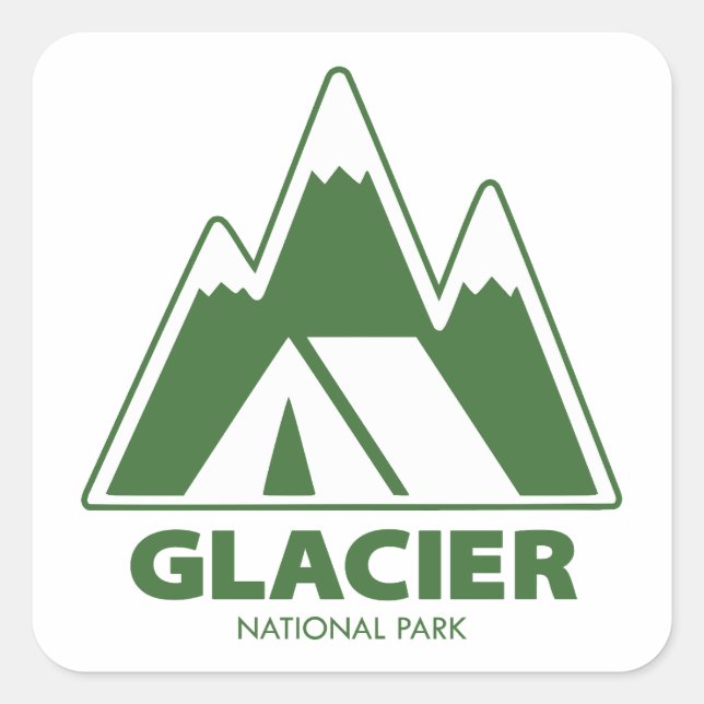 Pegatina Cuadrada Glacier National Park Mountains Camping (Anverso)
