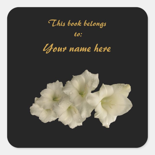 Pegatina Cuadrada Gladiolas Bookplate (Anverso)