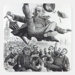 Pegatina Cuadrada Gladstone es expulsado del parlamento, c.1894